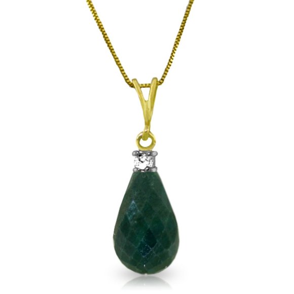 14K. GOLD NECKLACE WITH NATURAL DIAMOND & EMERALD